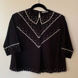 Batsheva - Black Shirley Blouse, Size 4